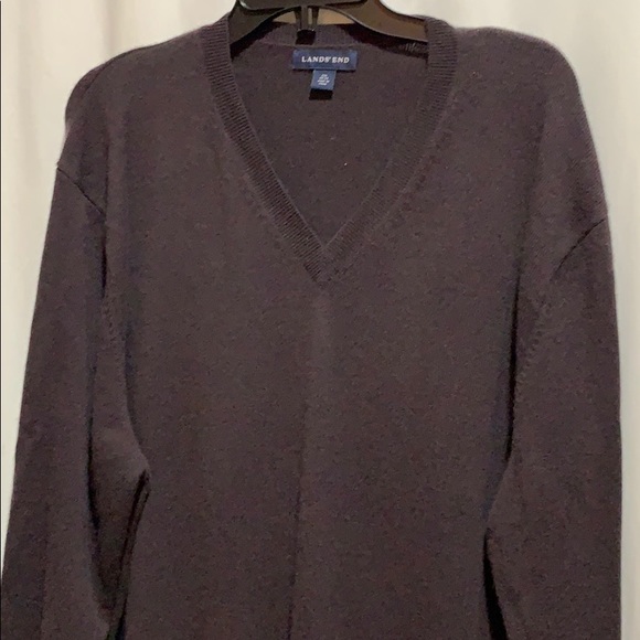LANDS END CASHMERE SWEATER BROWN SZ XXL V NECK